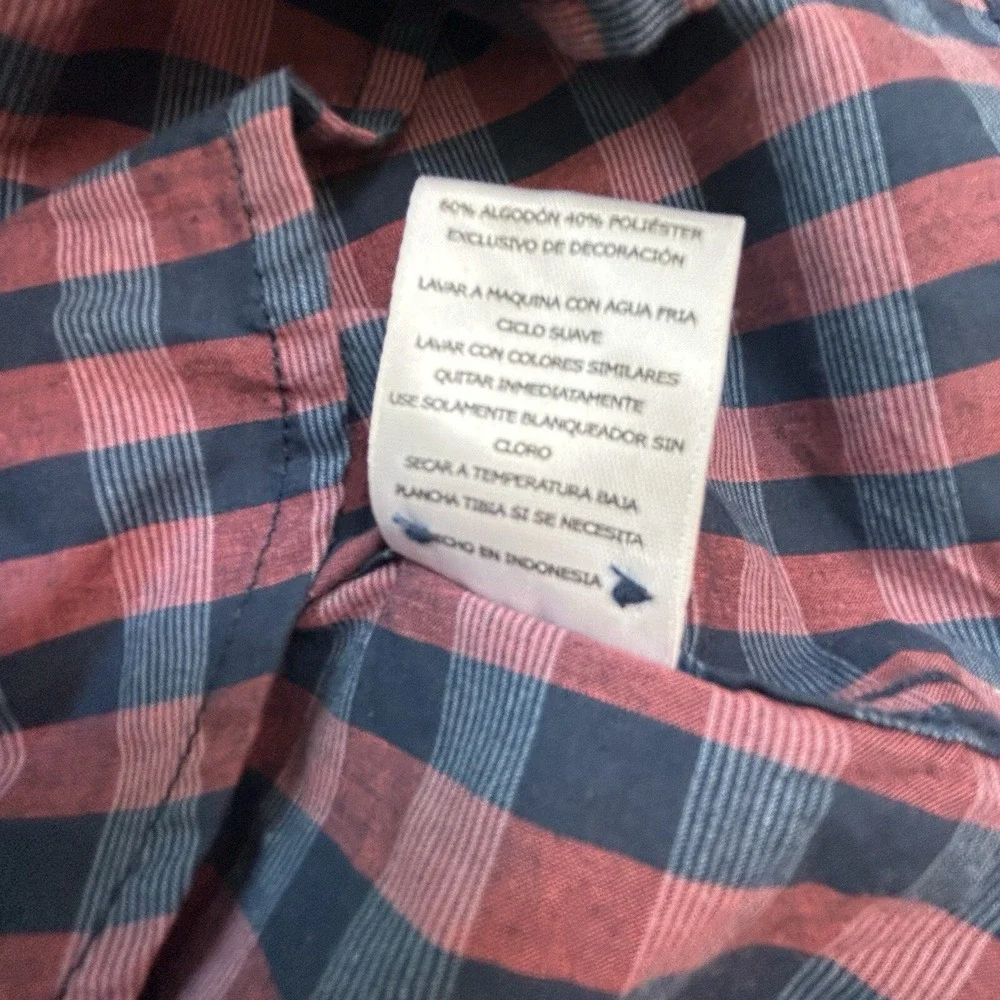 Men's LEVI'S Check Dress Shirt 2X Plaid Blue‎ Cranberry Plaid Cotton